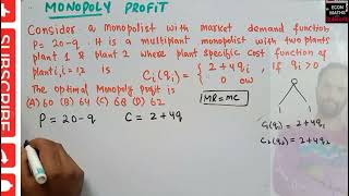 Monopoly Profit Multiplant monopolist microeconomics mathematicaleconomics dsu econmath [upl. by Atipul739]