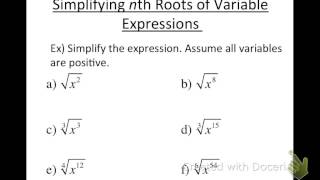 Simplifying nth Roots [upl. by Hpesojnhoj]