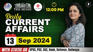 13 September Current Affairs 2024  Daily Current Affairs  Current Affairs Today [upl. by Roseline]