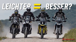 Honda Transalp und Suzuki VStrom 800DE vs Aprilia Tuareg 660 und Yamaha Ténéré 700 [upl. by Selwin]