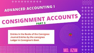 Consignment Accounts  Part 3  Journal Entries in the Books of the Consignee  Md Azim [upl. by Bartko]