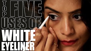 Top 5 Uses Of White Eyeliner  Different Uses Of White Eyeliner  White Eyeliner Hacks  Foxy Makeup [upl. by Hertz]