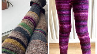 Strick Leggings alle Größen aus Wollresten oder aus Sockenwolle  komplette Anleitung [upl. by Geibel]