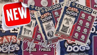 Brand New £2 Lottery Scratch Cards £60 of the Cats Vs Dogs cards a fun looking new card [upl. by Ecurb789]