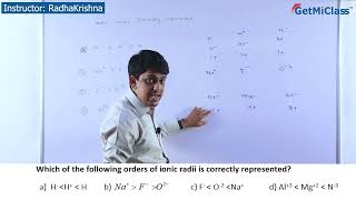 Orders of ionic radii electrons KCET 11th Chemistry Periodic Classification of Elements [upl. by Bywaters]