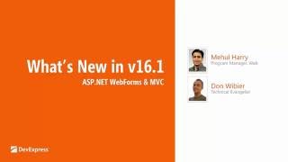 DevExpress Webinars  v161 Whats New for ASPNET Webforms and MVC extensions [upl. by Victorine]