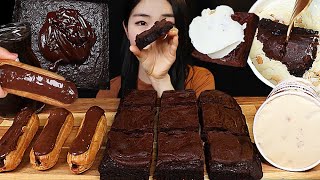 ASMR MUKBANG🍫꾸덕꾸덕한 파베 초콜릿 퍼지 브라우니 에클레어 아이스크림 먹방 CHOCOLATE FUDGE BROWNIE ICE CREAM DESSERT RECIPE [upl. by Ajiat]