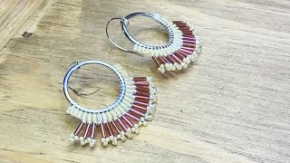 How to Make Double Brick Stitch amp Spiky Fringe Earrings by Deb Floros [upl. by Yendahc]