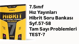 7SINIF HIZ HİBRİT S5758 TAM SAYI PROBLEMLERİ TEST7 [upl. by Ynattib]