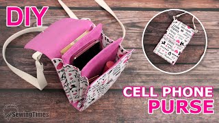 DIY CELL PHONE PURSE BAG  Lovely Crossbody Bag Tutorial sewingtimes [upl. by Anierdna]