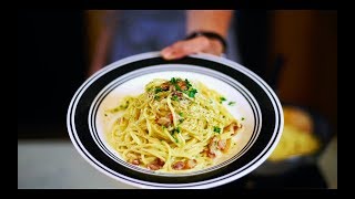 Easy Carbonara Pasta with Bacon  5 ingredients  10 min [upl. by Bozovich453]