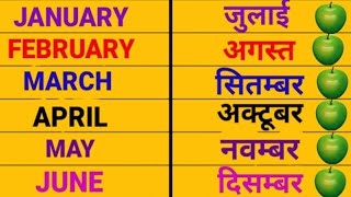 Month name in hindi and english  January February ki spelling  Month name  महीनों के नाम [upl. by Einrae]