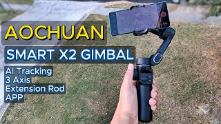 AOCHUAN Smart X2 Gimbal Review  3 Axis  Budget  Selfie Stick  AI Tracking [upl. by Eilagam]