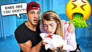 Throwing up Blood PRANK On Boyfriend Cute Reaction [upl. by Nyram]