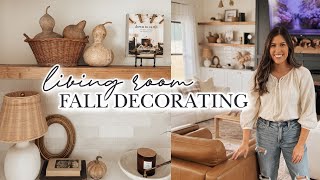 LIVING ROOM FALL DECORATE WITH ME  cozy fall decor styling ideas [upl. by Adnalu]