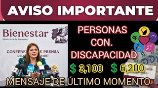 ATENCION BENEFICIARIS DE PENSION BIENESTAR DE DISCAPACIDAD 🧐💲💳💵 [upl. by Eusoj529]