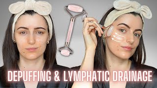 Rose Quartz Face Roller FollowAlong Tutorial for Depuffing and Lymphatic Drainage [upl. by Anohsal926]