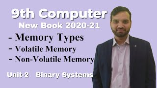 Memory Types  Volatile And Non Volatile  Chapter 2  9th Class Computer new book 2020 [upl. by Elda922]