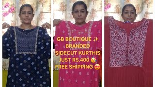 GB BOUTIQUE  BRANDED SIDECUT KURTHIS JUST RS400 FREE SHIPPING  WHATSAPP FOR ORDERS 6385518385✨️ [upl. by Sisco]