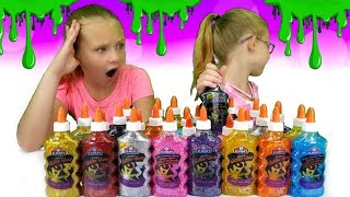 3 COLORS OF GLUE SLIME CHALLENGE [upl. by Ahsiruam145]