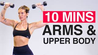 10 MIN ARMS amp UPPER BODY Workout  With Dumbbells At Home Small Space Friendly [upl. by Seilenna]