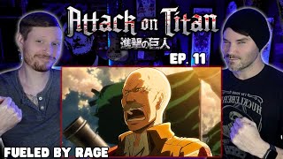 HAIL MARY WITH A BOULDER  ATTACK ON TITAN  S1 Episode 11 Reaction [upl. by Jarlath]