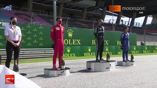 Great Moment of Formula 1 Austrian Grand Prix Podium Bottas Leclerc and Lando [upl. by Hgielrak]