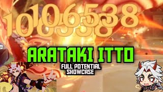 Arataki itto showcase and build Damage  Genshin Impact [upl. by Labannah377]