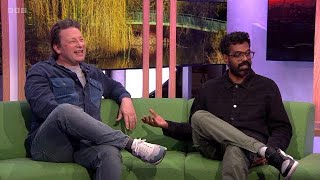 Jamie Oliver Romesh Ranganathan On The One Show 06022024 [upl. by Belle422]