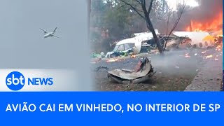 Avião cai em Vinhedo no interior de SP Aeronave fazia o trajeto entre Cascavel e Guarulhos [upl. by Neerac572]