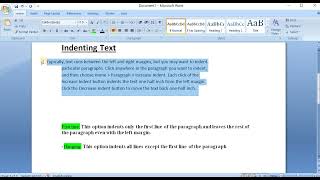 Indenting Text l MS WORD l 2024 [upl. by Kinzer]