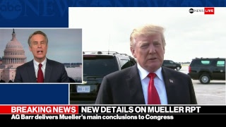 Mueller report  AG Barr letter No conclusion on justice obstruction  LIVE ABC News report [upl. by Anayek]