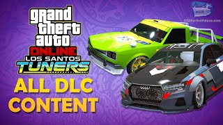 GTA Online Los Santos Tuners  All DLC Content Vehicles Clothes Masks amp More [upl. by Kellen]