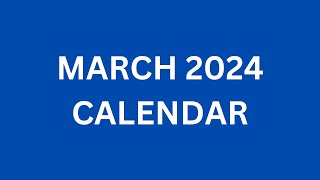 March 2024 Calendar Printable with Holidays of USA UK India Canada Australia etc  CalendarBuzz [upl. by Ecirtap]