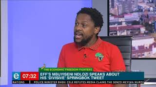 Mbuyiseni Ndlozi speaks about his divisive Springbok tweet [upl. by Eidnac]