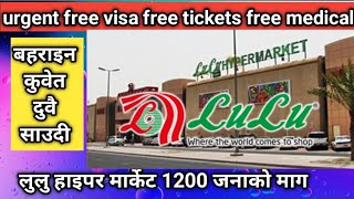 free visa free ticket zero cost demand Job Visa Requirements for Lulu Hypermarket job demand [upl. by Heller]