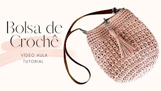 Bolsa de Crochê Com Fio de Malha  Crochê Passo a Passo  Tutorial de Bolsa Fácil  Aula de Crochê [upl. by Primalia510]