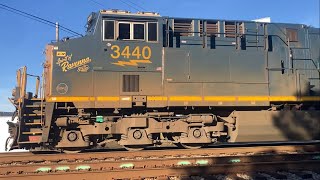 CSX 3440 Spirit of Ravenna Leads Long CSX M421 SB Multi Header Manifest Train Departing Florence SC [upl. by Medina]