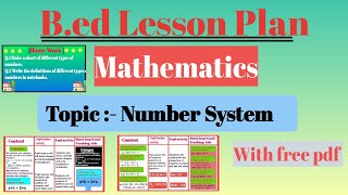 Number System lesson plan of mathematics for Bed lesson plan of mathematics [upl. by Nyltak]