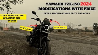 Best modifications for Yamaha fzx150 2024🔥 with Price  Modifications with price💸 yamahafzx150 [upl. by Hayyifas]