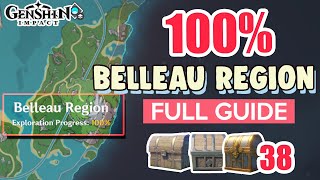 How to Belleau Region 100 FULL Exploration ⭐ Fontaine ALL CHESTS GUIDE 40【 Genshin Impact 】 [upl. by Klara]