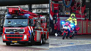 Brandweermotor 159662 en hoogwerker 157650 brandweer Laak met spoed naar een brand woning [upl. by Ivonne237]