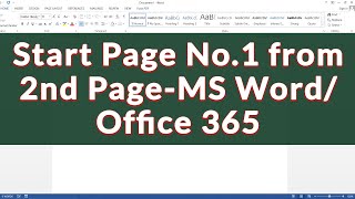 How to start page number 1 from 2nd page in Microsoft WordOffice 365 [upl. by Zacarias]