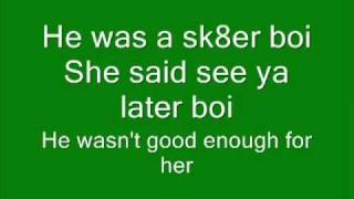 Avril Lavigne  Sk8er boi lyrics [upl. by Neehcas]