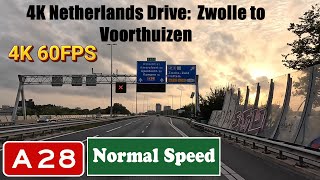 4K Netherlands Drive Zwolle to Voorthuizen  Motorway A28 [upl. by Stein]