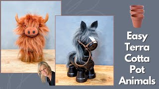 Terra Cotta Pot Highland Cow and Clay pot HorseTerra Cotta Pot Crafts [upl. by Alinna762]