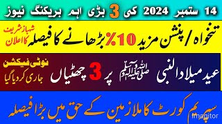 پنشن  تنخواہ میں مزید اضافہ  عید میلاد النبی ﷺ کی 3 چھٹیاں  سپریم کورٹ کا فیصلہ [upl. by Eahs251]