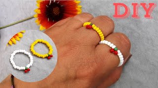 Pierścionek z Koralików z Wisienkami  DIY Tutorial  Beaded Ring with Cherries [upl. by Damian]