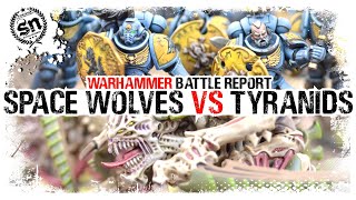 Space Wolves vs Tyranids  Warhammer 40000 Battle Report [upl. by Erick]