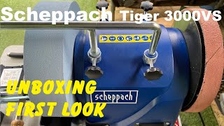 Unboxing Scheppach Tiger 3000VS Variable Speed Wet Stone Sharpener [upl. by Etnuhs]